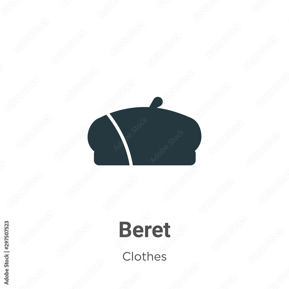 Obraz premium Beret vector icon on white background. Flat vector beret icon symbol sign from modern clothes collection for mobile concept and web apps design.
