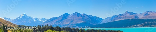 Panorama view summertime of Aoraki Mount Cook National Park,South Island New Zealand, Travel Destinations Concept