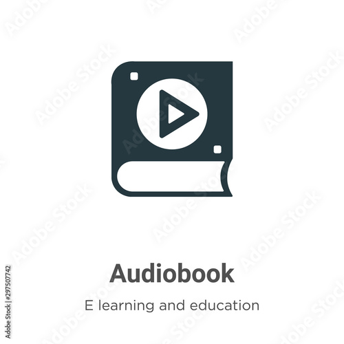 Audiobook vector icon on white background. Flat vector audiobook icon symbol sign from modern e learning and education collection for mobile concept and web apps design.