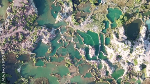 Aerial view abandoned quarry at rural area in Tasik Gelugor, Pulau Pinang. photo