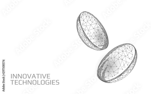 Contact lenses 3D low poly concept. Healthcare eye vision care medicine support. Isolated eyewear correction. Ad marketing template vector illustration