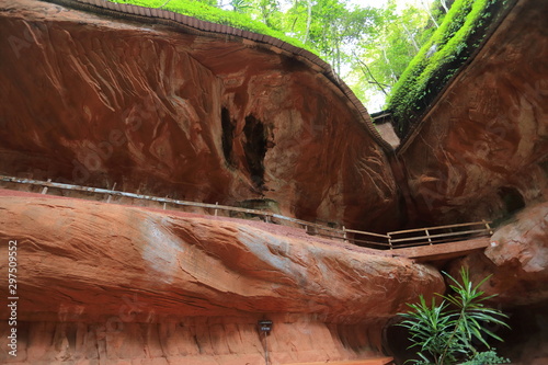 Stone pattern at Phu Thok temple  in Bueng Kan Province, Thailand