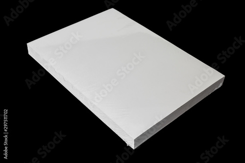 Printer white paper ream isolated on white background