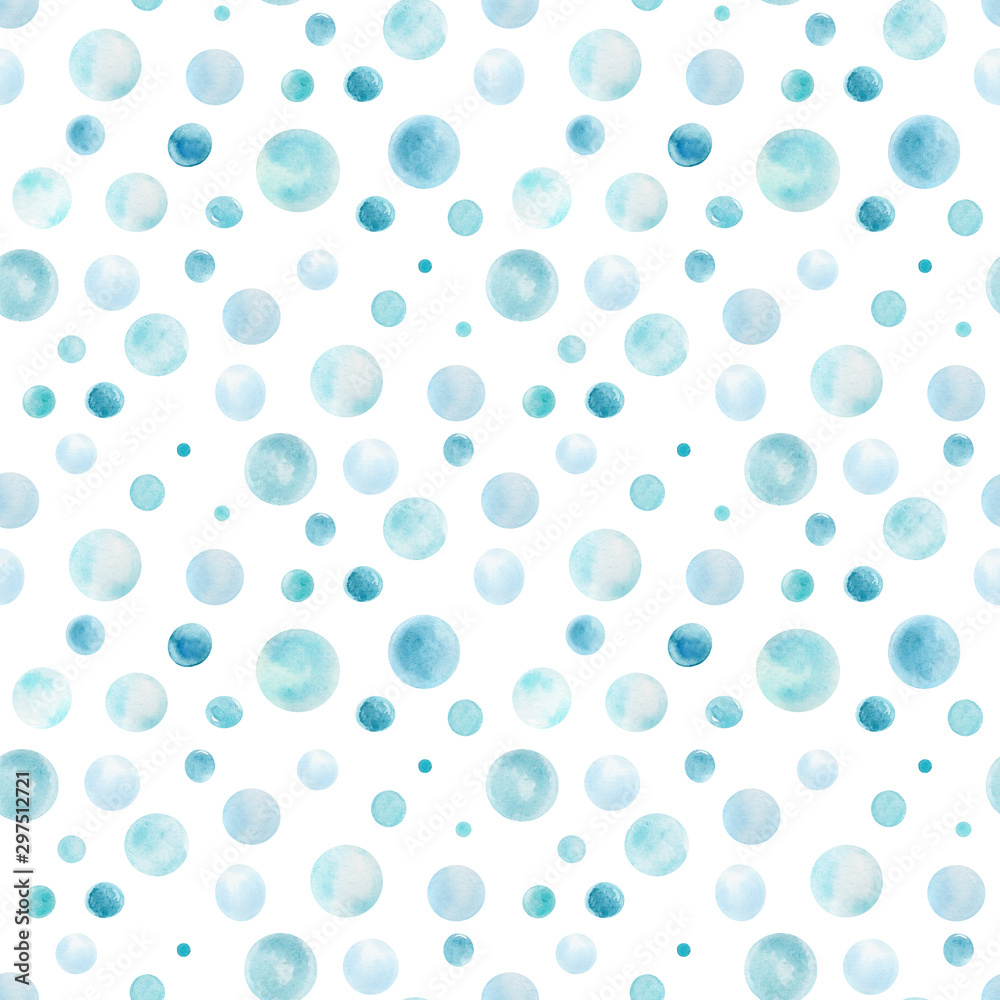 watercolor illustration bubbles, seamless pattern