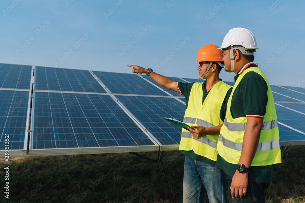 custom made wallpaper toronto digitalInspector engineering concept; Engineer inspect solar panel at solar power plant