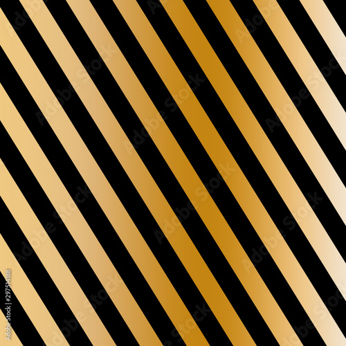 Elegant stripped black and gold background. Stylish ornament with diagonal lines for card, banner, flyer, poster, wrapping paper, packaging. Square editable vector illustration