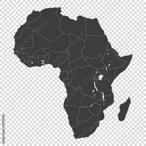 political map of Africa on transparent background