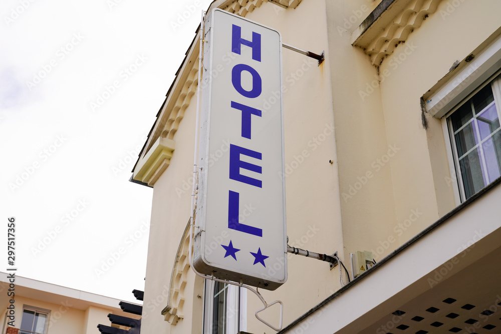 hotel sign two stars on building for vacation hotel sign two stars on building for vacation