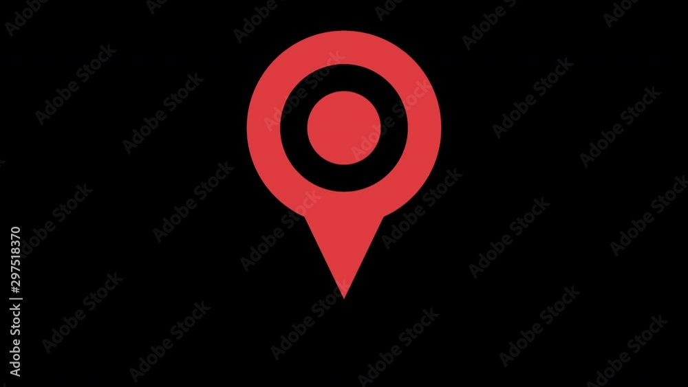 Red map marker icon. Looped animation with alpha channel. 4K resolution. 