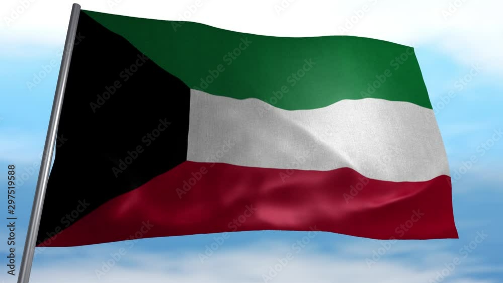 Seamless looping animated flag of Kuwait blowing in the wind in 4K resolution including luma matte Seamless looping animated flag of Kuwait blowing in the wind in 4K resolution including luma matte