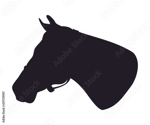 Horse portrait vector illustration, silhouette drawing