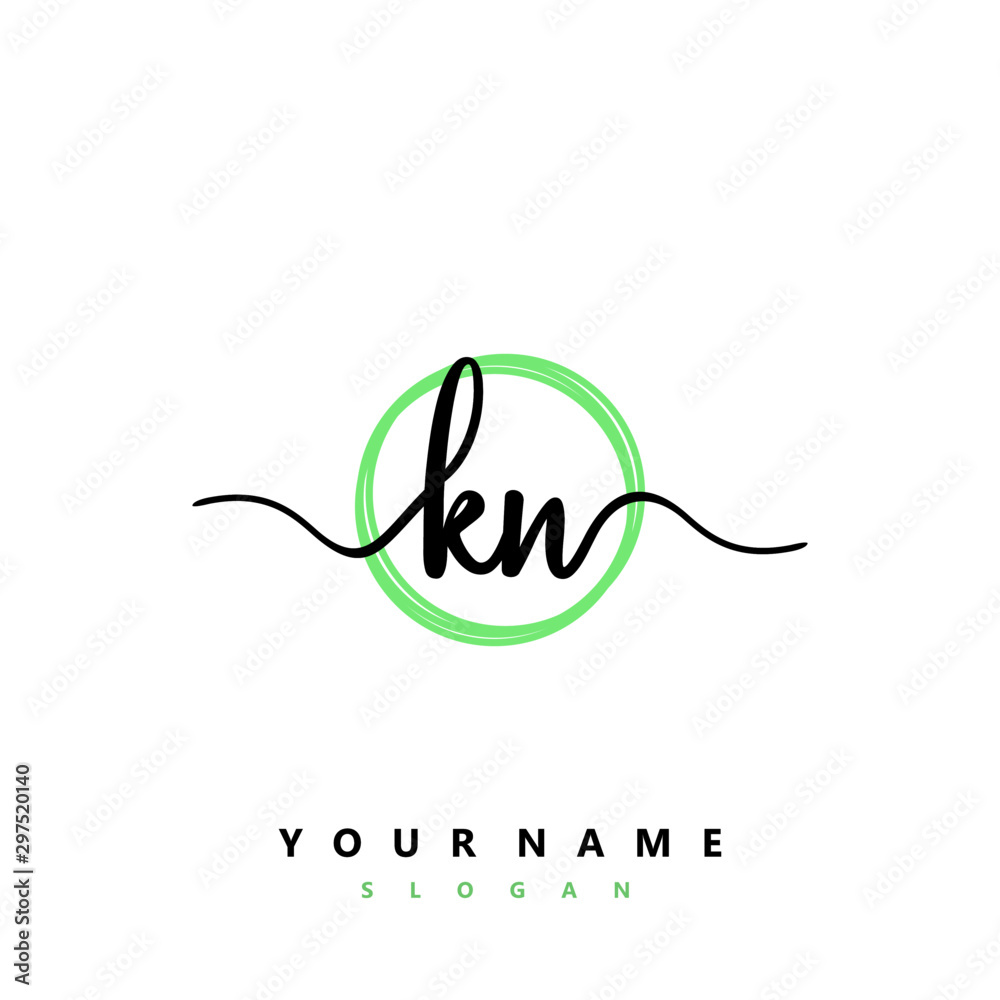 KN Initial handwriting logo vector KN Initial handwriting logo vector
