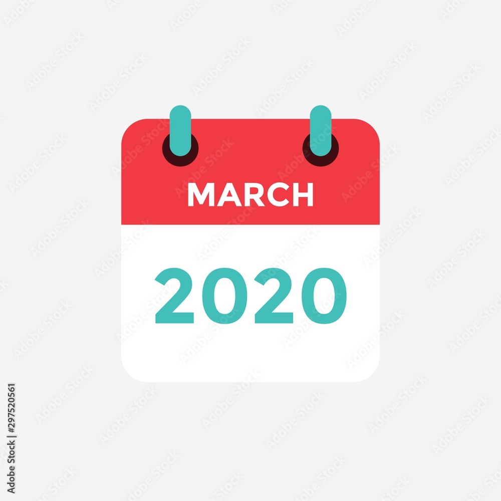 Flat icon calendar March 2020. Vector illustration. Flat icon calendar March 2020. Vector illustration.
