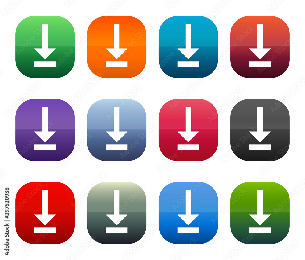 Download icon shiny square buttons set illustration design Download icon shiny square buttons set illustration design