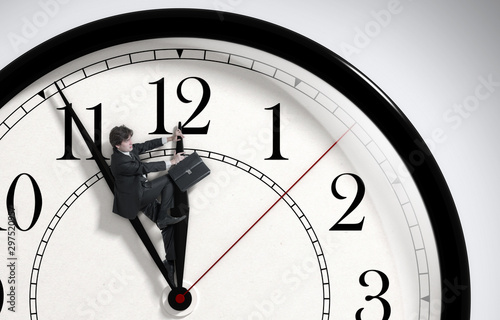 Time pressure. Deadline. Businessman trying to stop time. Time Management. Procrastinate. 