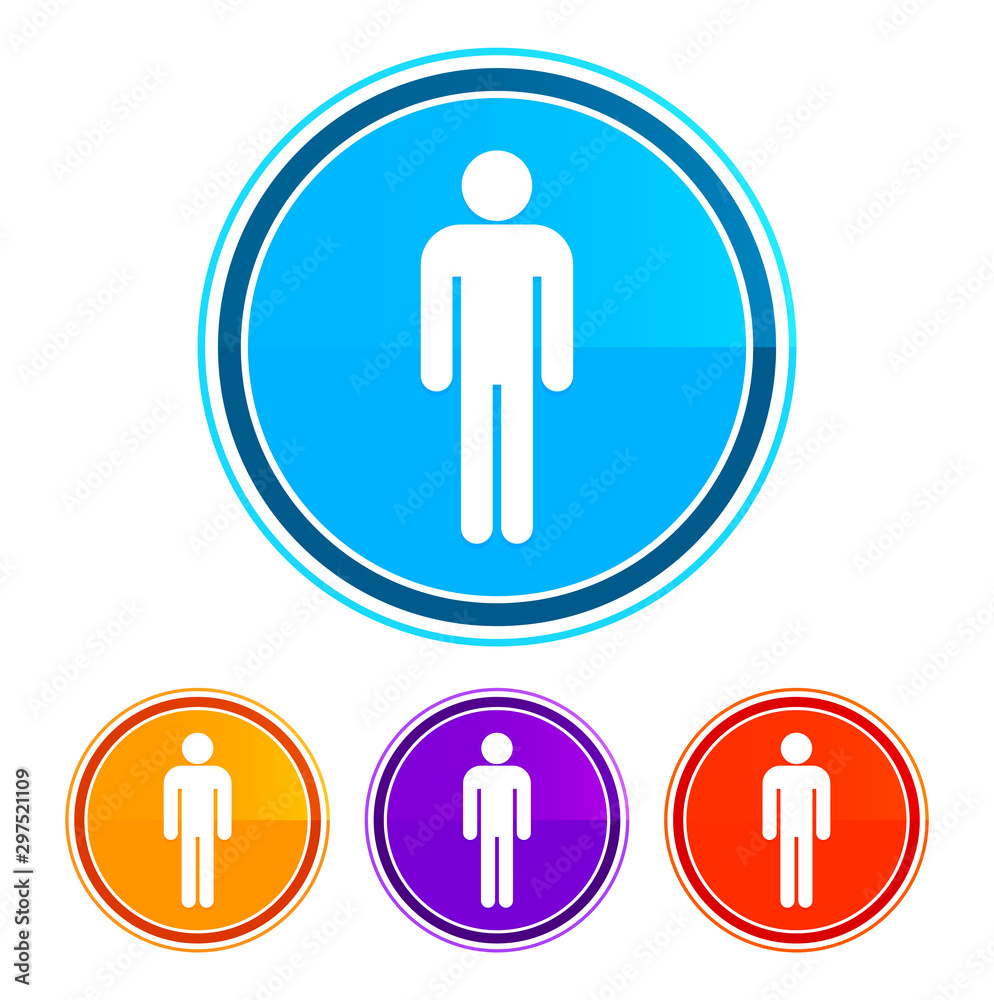 Man icon flat design round buttons set illustration design Man icon flat design round buttons set illustration design