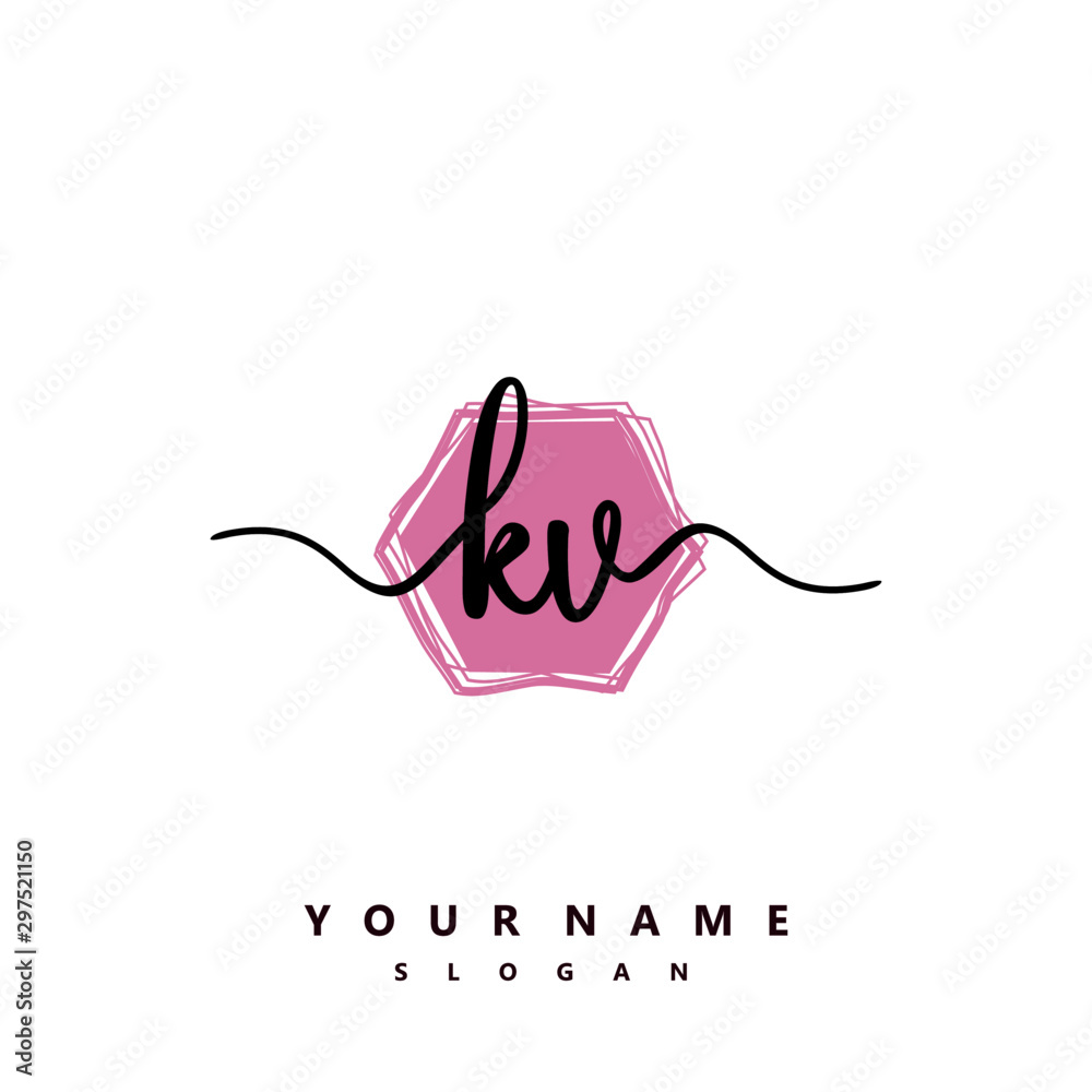 KV Initial handwriting logo vector KV Initial handwriting logo vector