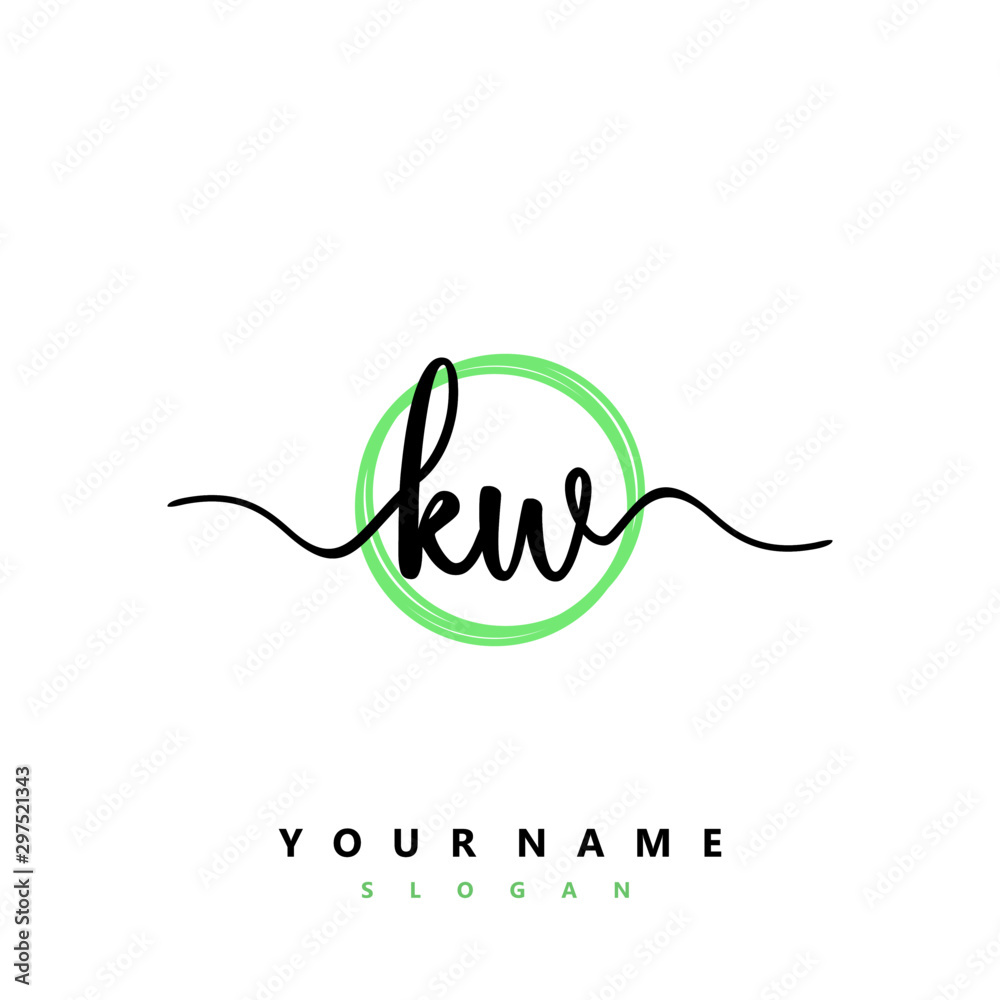 KW Initial handwriting logo vector KW Initial handwriting logo vector