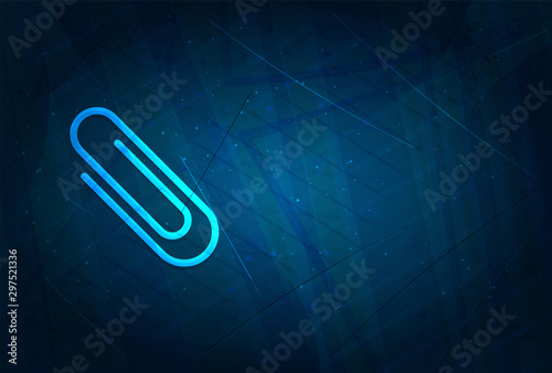 Paper clip icon futuristic digital abstract blue background