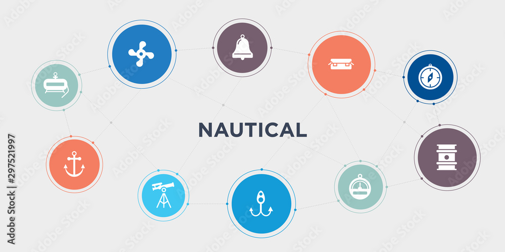 nautical 10 points circle design. air tank, anchor, antique telescope, bait round concept icons.. nautical 10 points circle design. air tank, anchor, antique telescope, bait round concept icons..