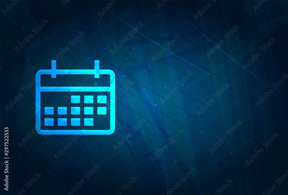Calendar icon futuristic digital abstract blue background Stock Vector