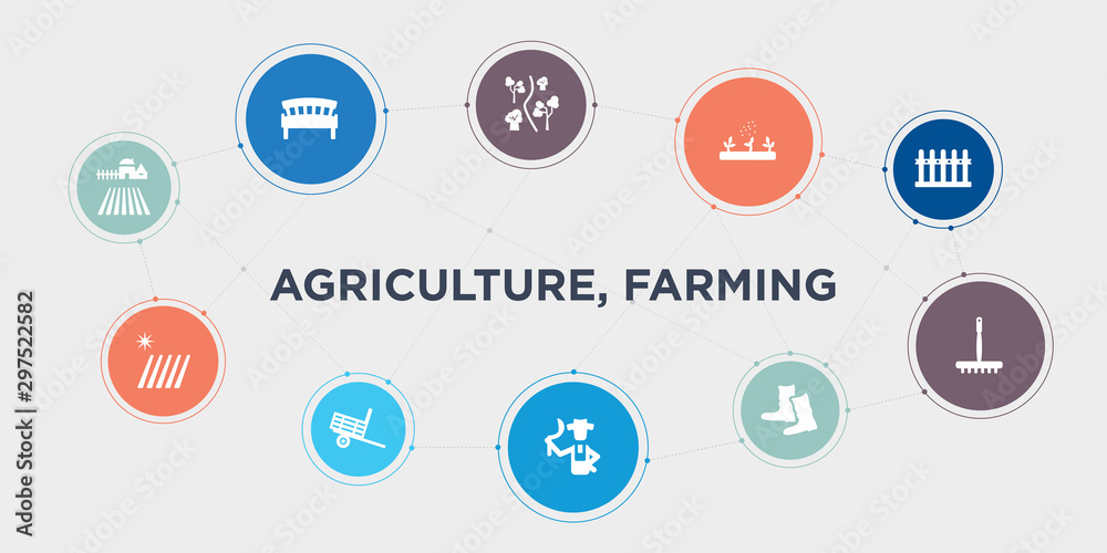 agriculture, farming 10 points circle design. farm, farm field, farm trailer, farmer round concept icons.. agriculture, farming 10 points circle design. farm, farm field, farm trailer, farmer round concept icons..