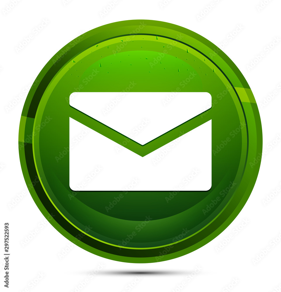 Email icon glassy green round button illustration Email icon glassy green round button illustration
