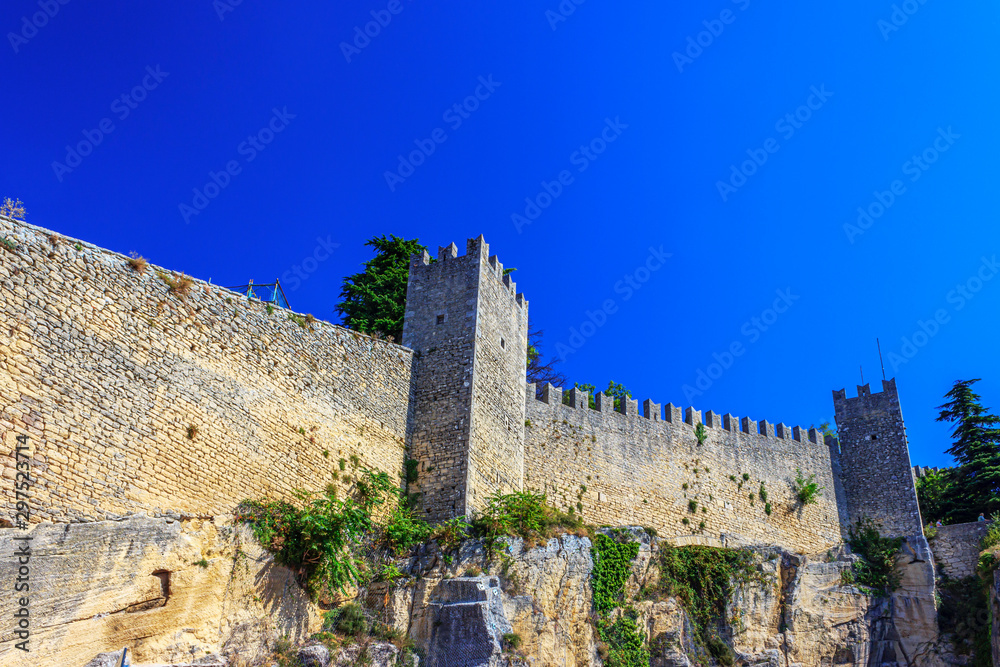 View of the fortress wall of San Marino