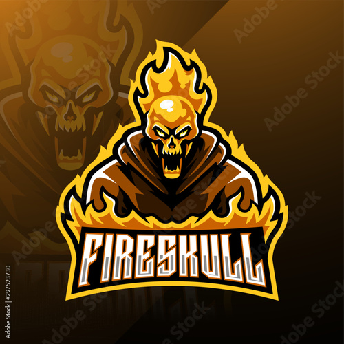 Fire skull esport mascot logo design