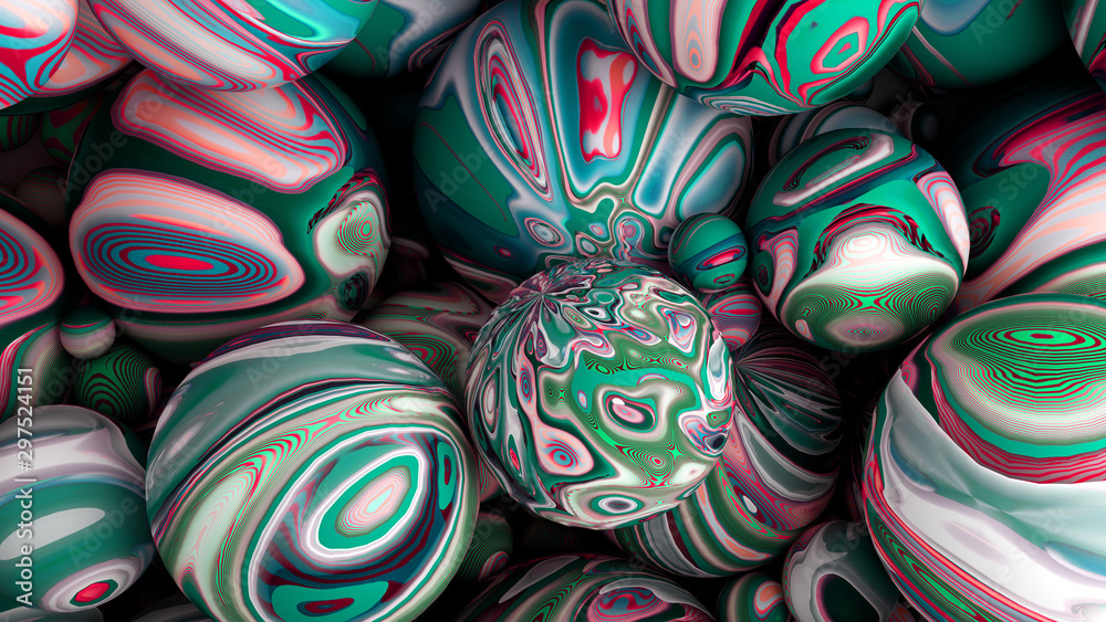 Obraz premium Bright background with a volumetric pattern and print. 3d illustration, 3d rendering.