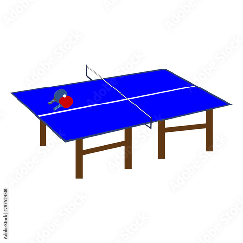 Dark blue ping pong table with net