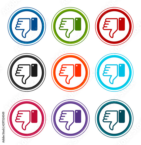 Thumbs down icon flat round buttons set illustration design © Brownfalcon
