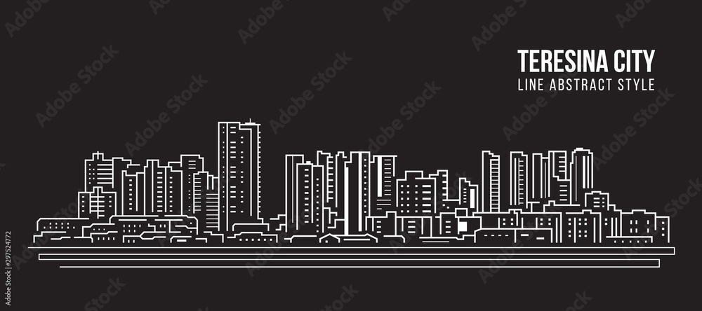 Cityscape Building panorama Line art Vector Illustration design - Teresina city