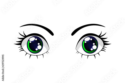 Colorful Cartoon Funny Blue  Eyes. Vector Isolated illustration on white background