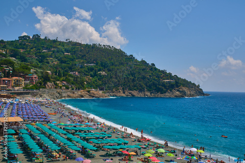 Fototapeta Naklejka Na Ścianę i Meble -  Bonassola, Italy - July 6,2019: The Bonassola beach (Bonassola, La Spezia)