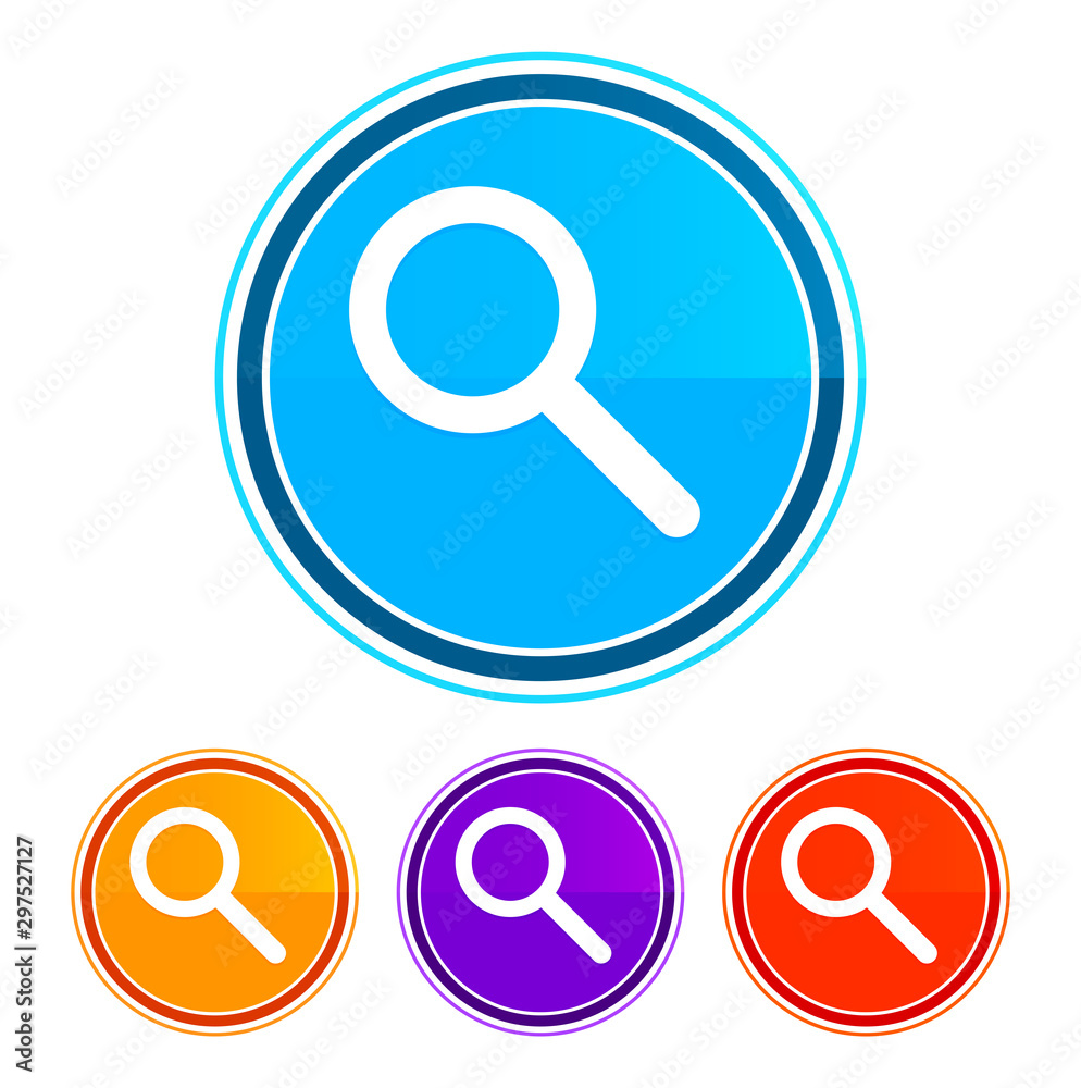 Magnifying glass icon flat design round buttons set illustration design Magnifying glass icon flat design round buttons set illustration design