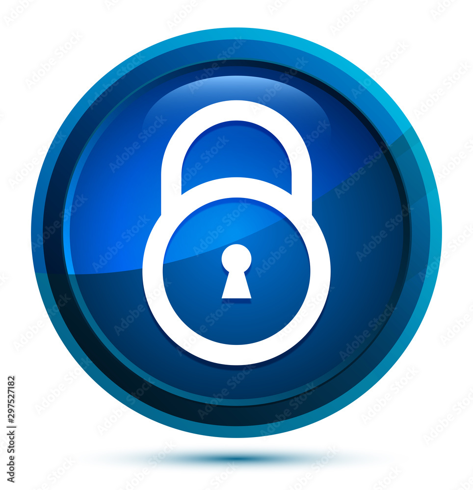 Padlock close icon elegant blue round button illustration Padlock close icon elegant blue round button illustration