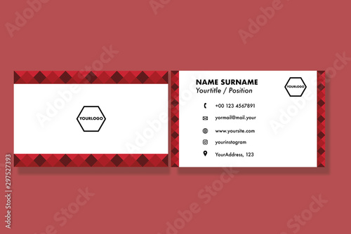 Elegant  red rhombus business card template. Easily editable. Vector files. Ai .Eps	