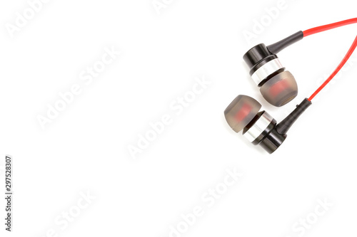 red earphone isolated on white background
