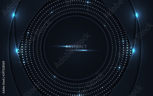 Luxury abstract dark blue background a combination with light glitters element decoration. Modern vector template for use cover, banner, brochure, flyer, business card