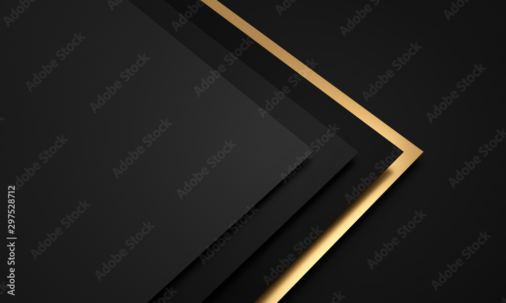 Mockup of black and dark gray and golden cards - 3D illustration