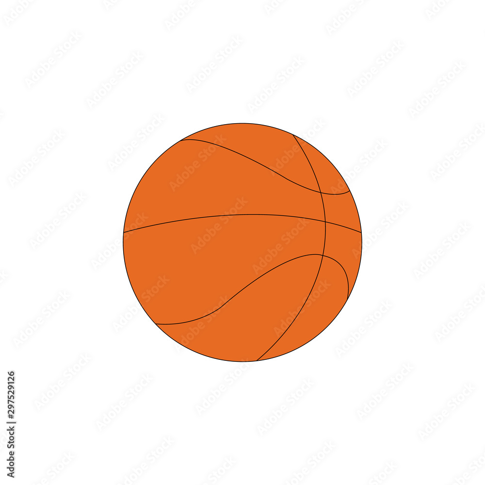 Fototapeta premium Orange basketball with iconic lines on a white backdrop