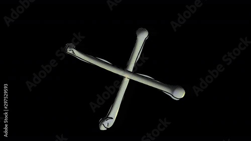 Funny seamless animation of a hand drawn crossed bones. Halloween background of a terror element isolated with alpha channel cartoon style photo