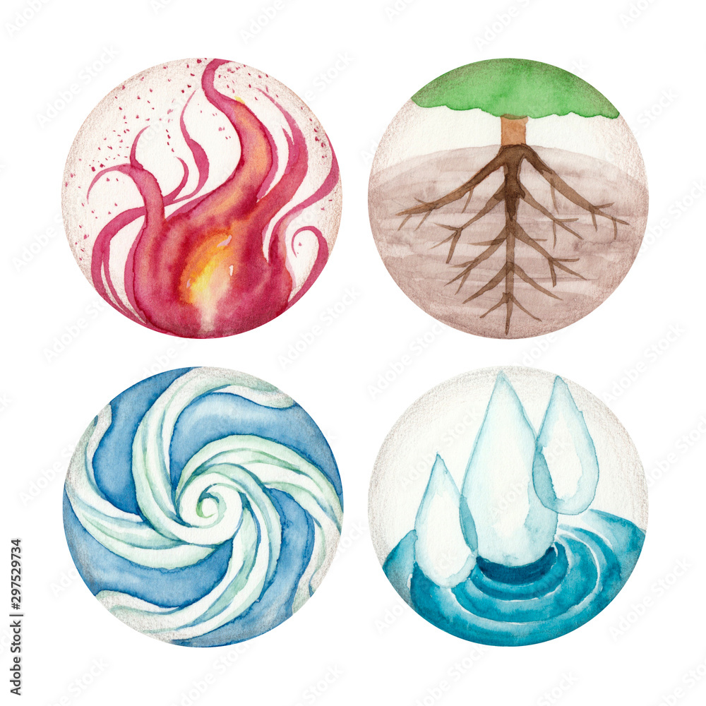 占い自然界四元素水彩イラストstock Illustration Adobe Stock