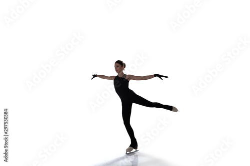 Figure skating girl isolated on white.