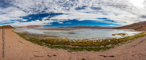 Highlands lake super wide angle panoramic view in Atacama