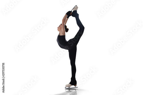 Bilde på lerret Figure skating girl isolated on white.