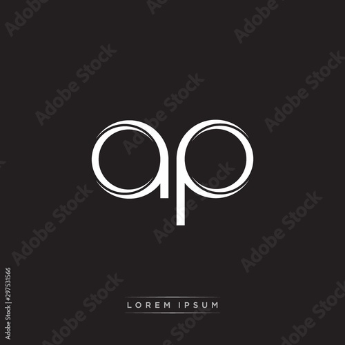 AP Initial Letter Split Lowercase Logo Modern Monogram Template Isolated on Black White