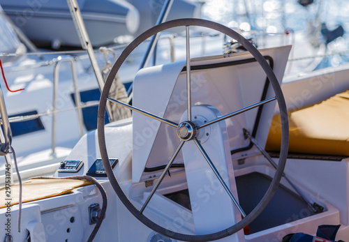 control wheel sailing yacht without people. depth of field blur © vladimircaribb