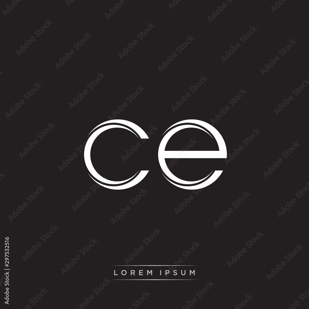 CE Initial Letter Split Lowercase Logo Modern Monogram Template Isolated on Black White
